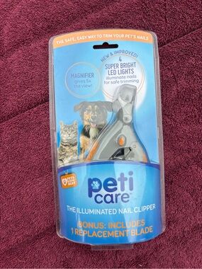 Illuminated Cat Dog Nail Clipper - Gray - Peti Care